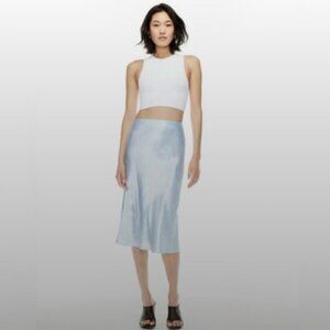 Aritzia Babaton Slip Satin Midi Skirt Size 8 in Glimmer / Ice Blue